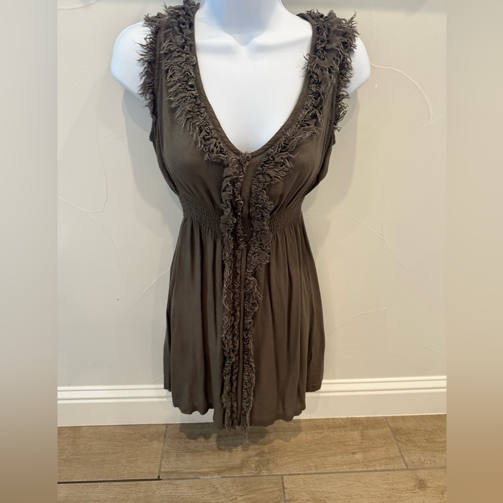 Brown Ruffle Boutique Dress - Small - Picture 1 of 6